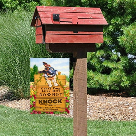 Crazy Dogs Live Here Flag Do Not Knock Sign Flag German Shepherd Garden Flag Dog Yard Flags for Outside Lawn Decor 12 x 18 Crazy Dogs Live Here Flag Do Not Knock Sign Flag German Shepherd Garden Flag Dog Yard Flags for Outside Lawn Decor 12 x 18